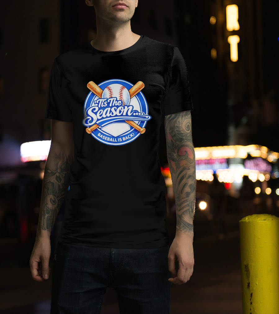 Tis The Season Baseball Is Back Baseball Bats And Ball Circle T-Shirt