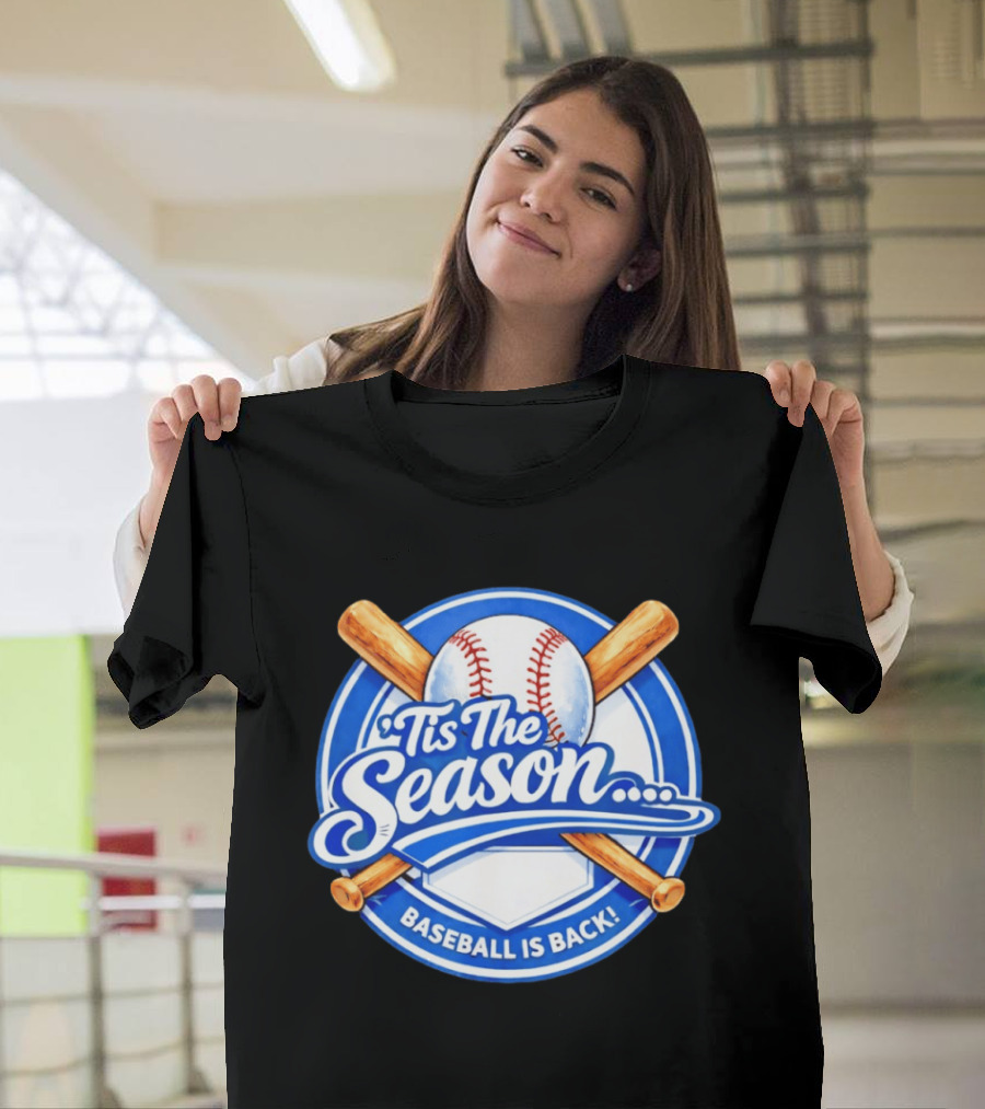 Tis The Season Baseball Is Back Baseball Bats And Ball Circle T-Shirt