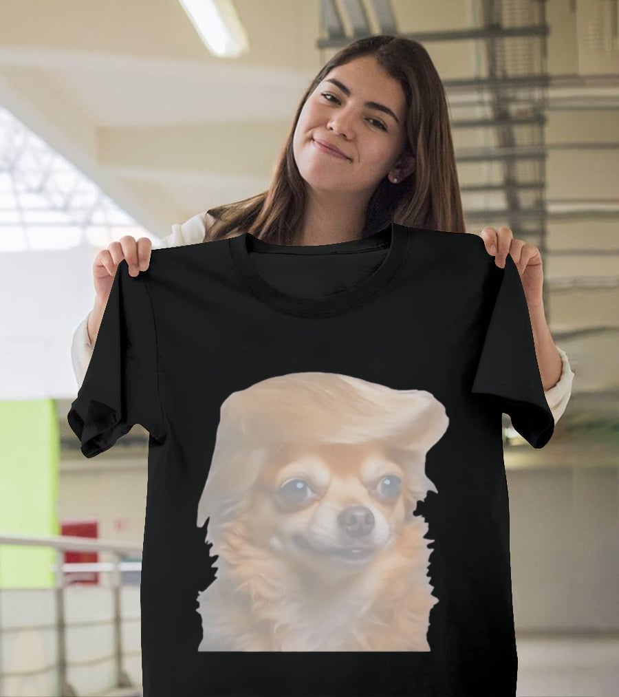 Trump Dog Meme Chihuahua With Hair Wig T-Shirt