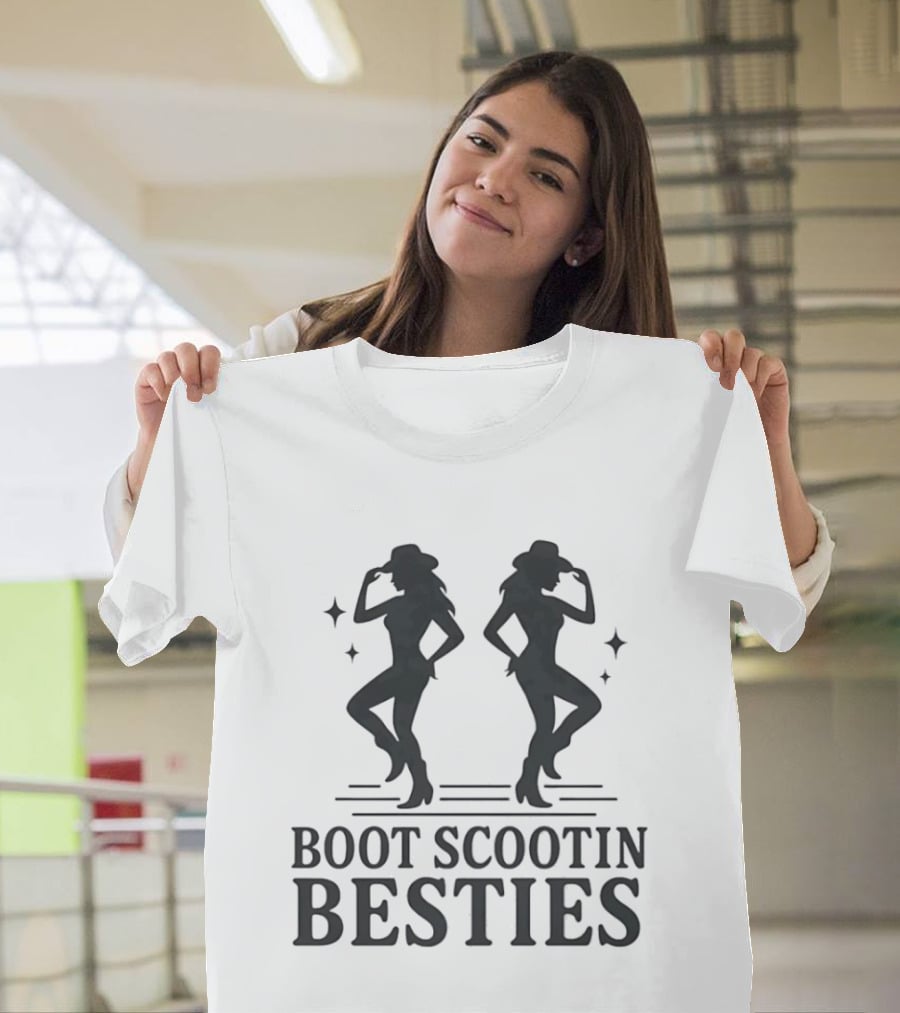 Boot Scootin Besties Western Cowgirl Dance Duo T-Shirt