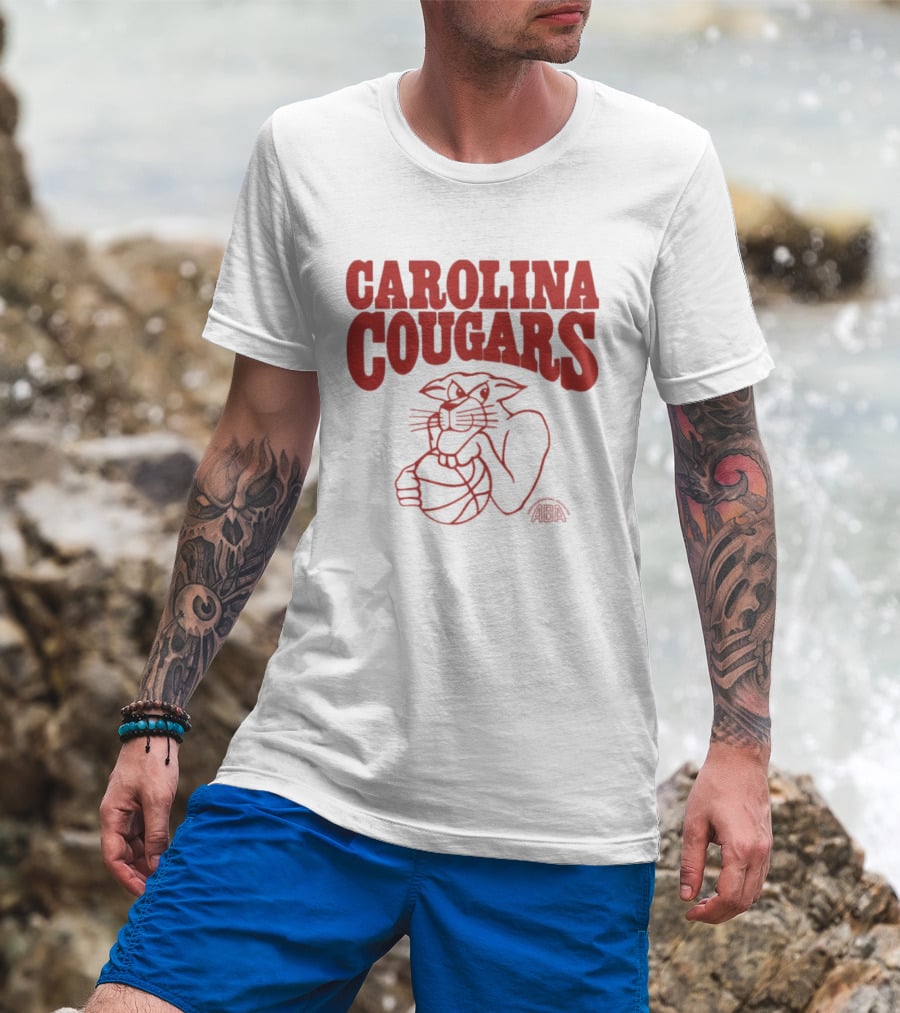 Carolina Cougars ABA Basketball Team Retro Cougar T-Shirt