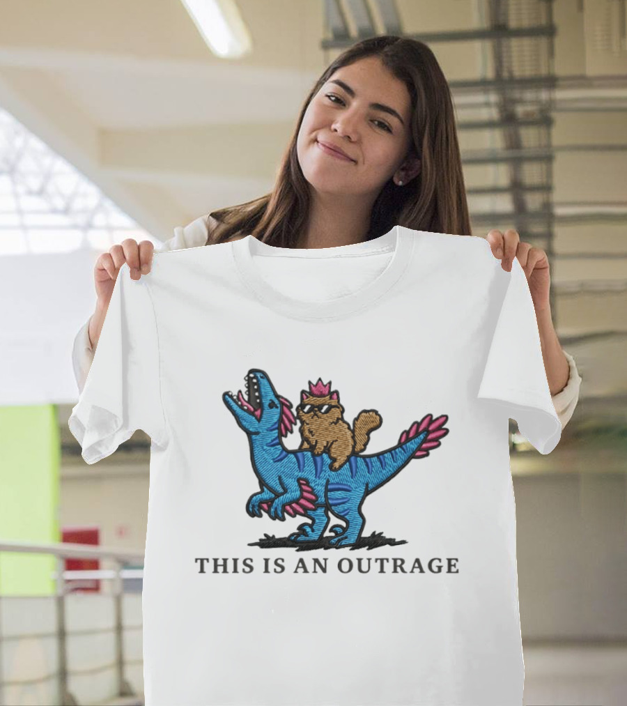 Cat Lover Embroidered Princess Donut And Mongo Dinosaur Outrage T-Shirt