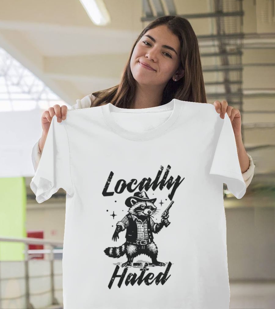 Locally Hated Cowboy Raccoon With Gun And Star T-Shirt