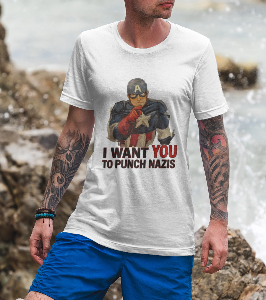 I Want You To Punch Nazis Captain America T-Shirt