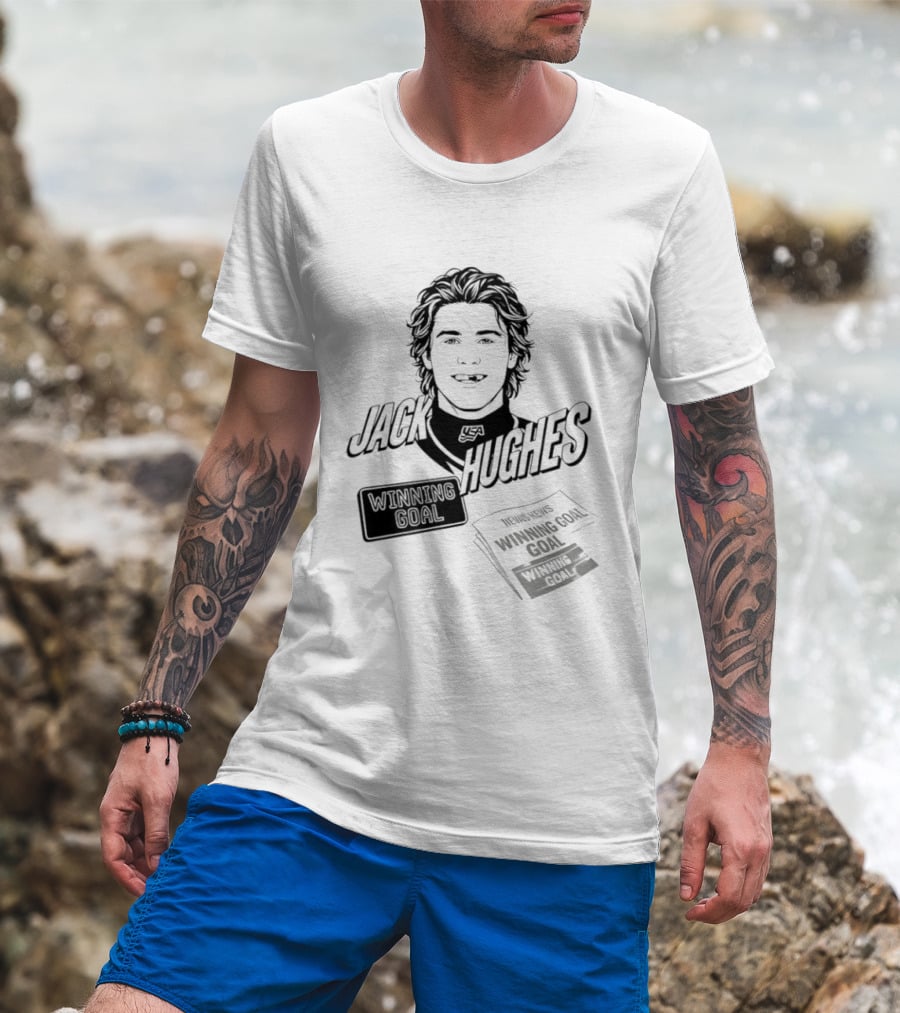 Jack Hughes Winning Goal New Jersey Devils Star USA Hockey 2026 T-Shirt