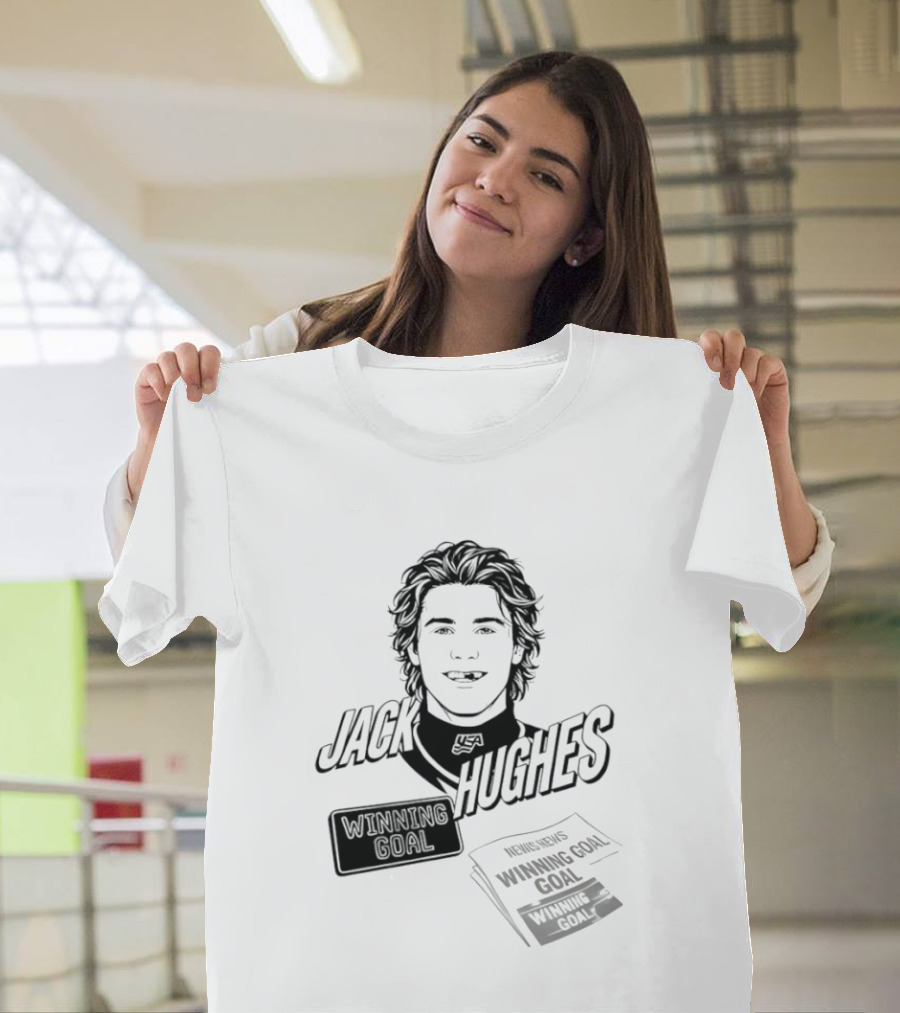 Jack Hughes Winning Goal New Jersey Devils Star USA Hockey 2026 T-Shirt