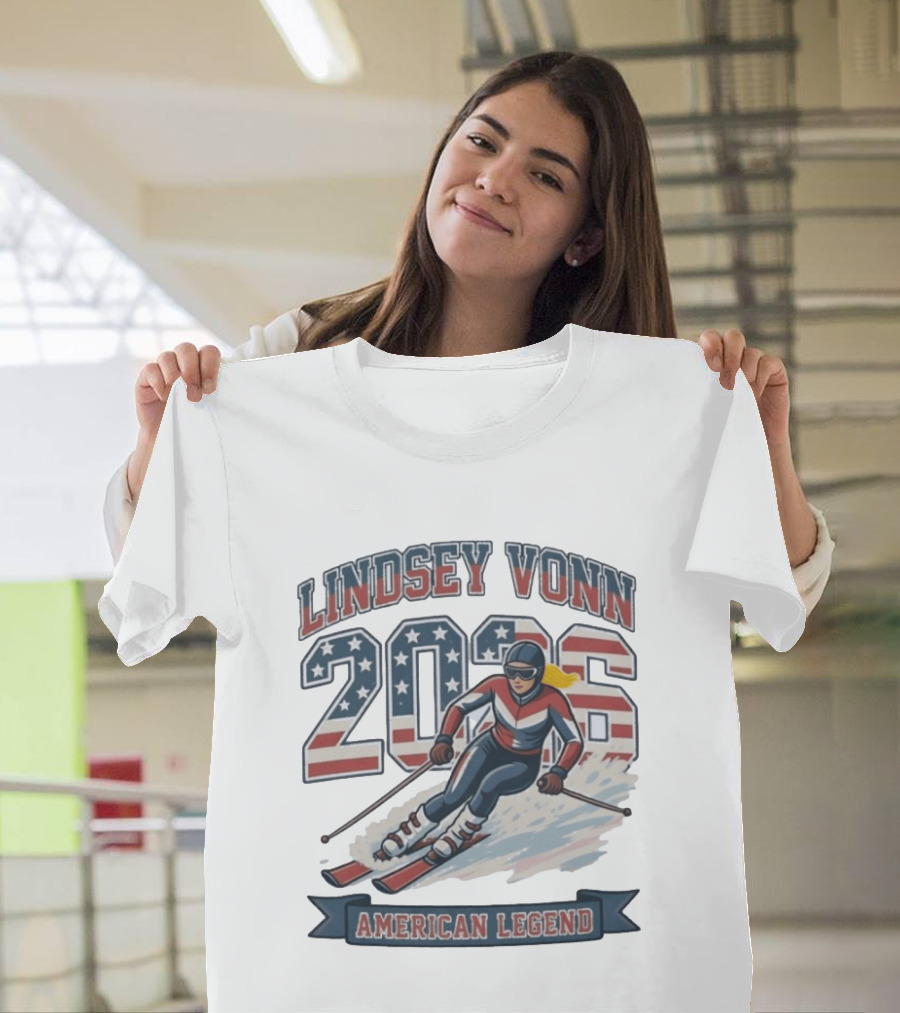 Lindsey Vonn 2026 American Legend Winter USA Skiing T-Shirt
