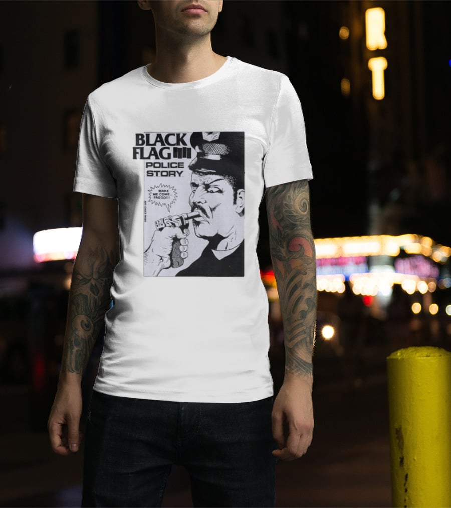 Black Flag Police Story Make Me Come OKC's Finest Raymond Pettibon Two Eagles Keepsake T-Shirt