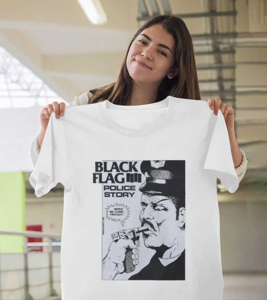 Black Flag Police Story Make Me Come OKC's Finest Raymond Pettibon Two Eagles Keepsake T-Shirt