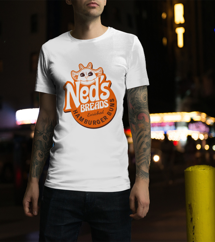 Ned's Breads Enriched Hamburger Buns Cat T-Shirt
