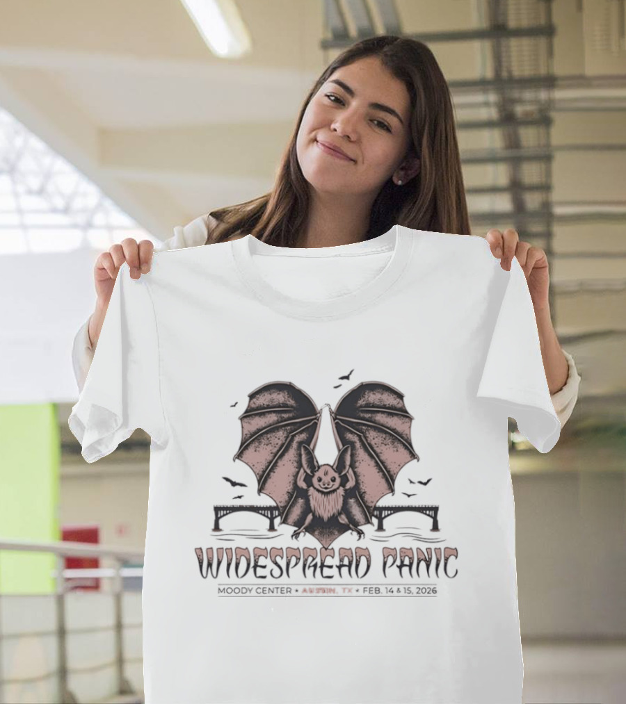 Widespread Panic Austin Texas 2026 Bat Wings And Bridges T-Shirt