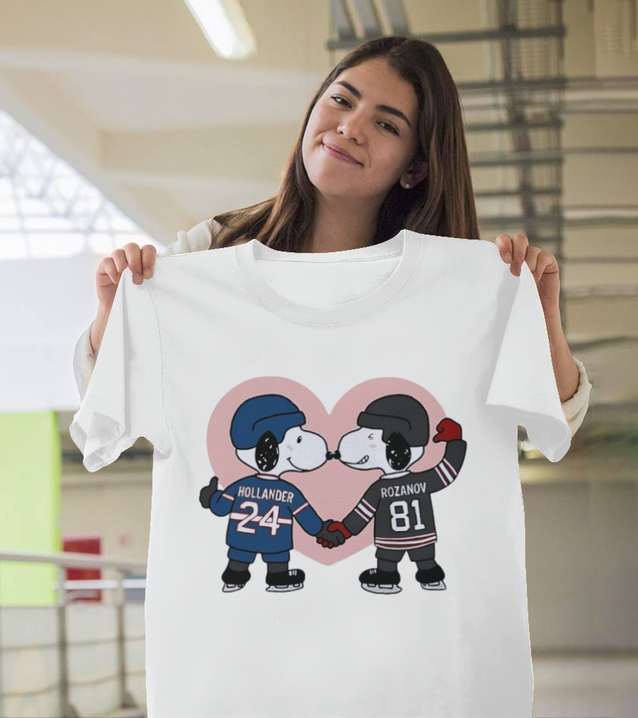 Snoopy Hockey Romance With Ilya Rozanov And Shane Hollander T-Shirt