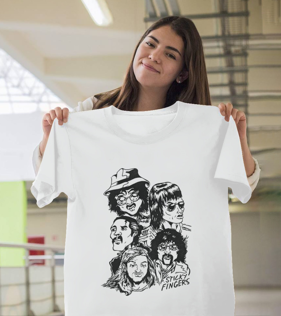 Sticky Fingers Band Member Caricature T-Shirt