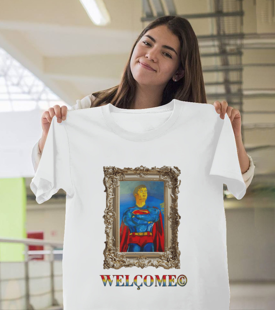 Superpunk Welcome Superman Iconic Gold Frame T-Shirt