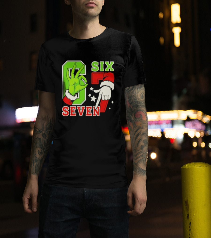 Grinch Santa 67 Six Seven Christmas TikTok Trending T-Shirt