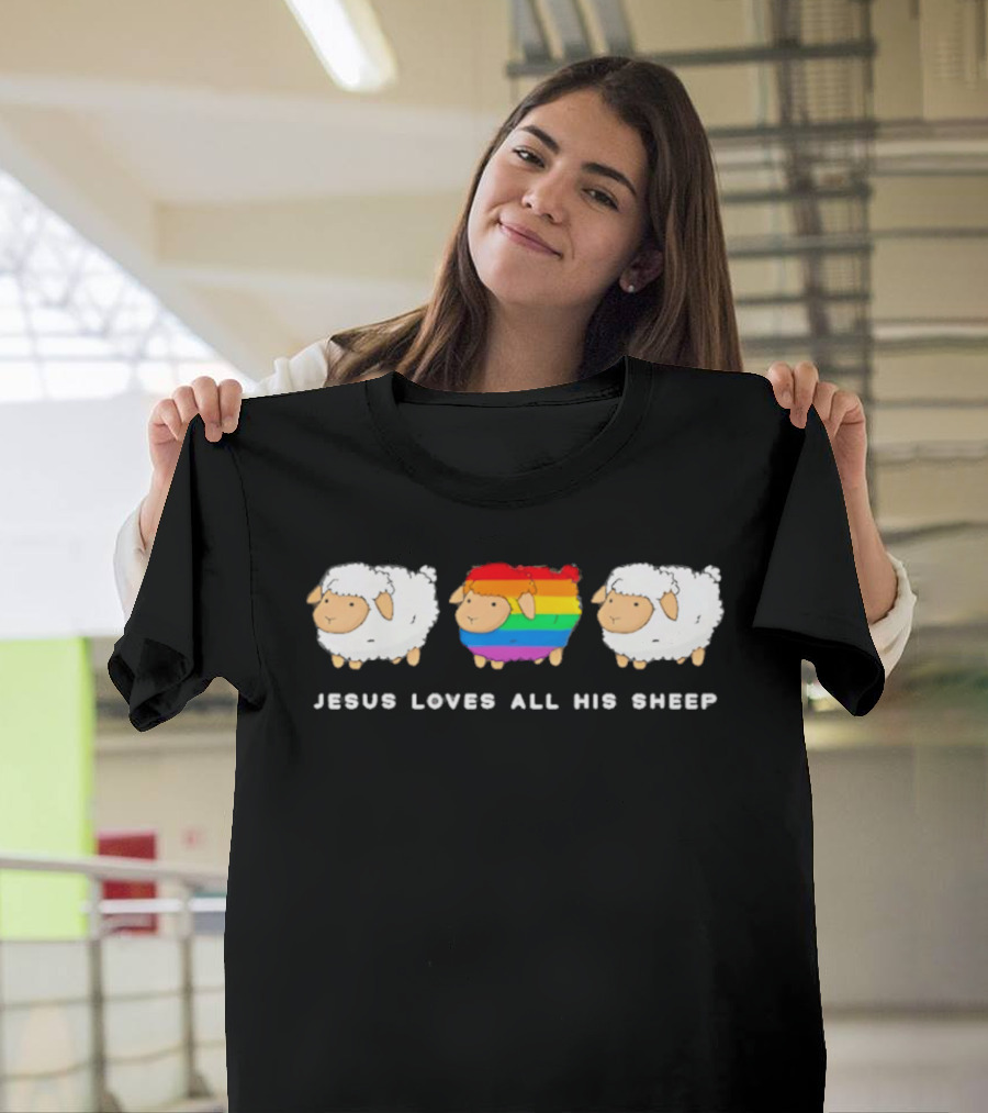 Jesus Loves All His Sheep Rainbow Pride Inclusion T-Shirt