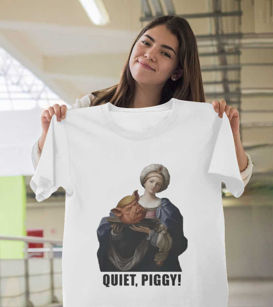 Original Saint Holding Pig Head Quiet Piggy Anti Trump T-Shirt