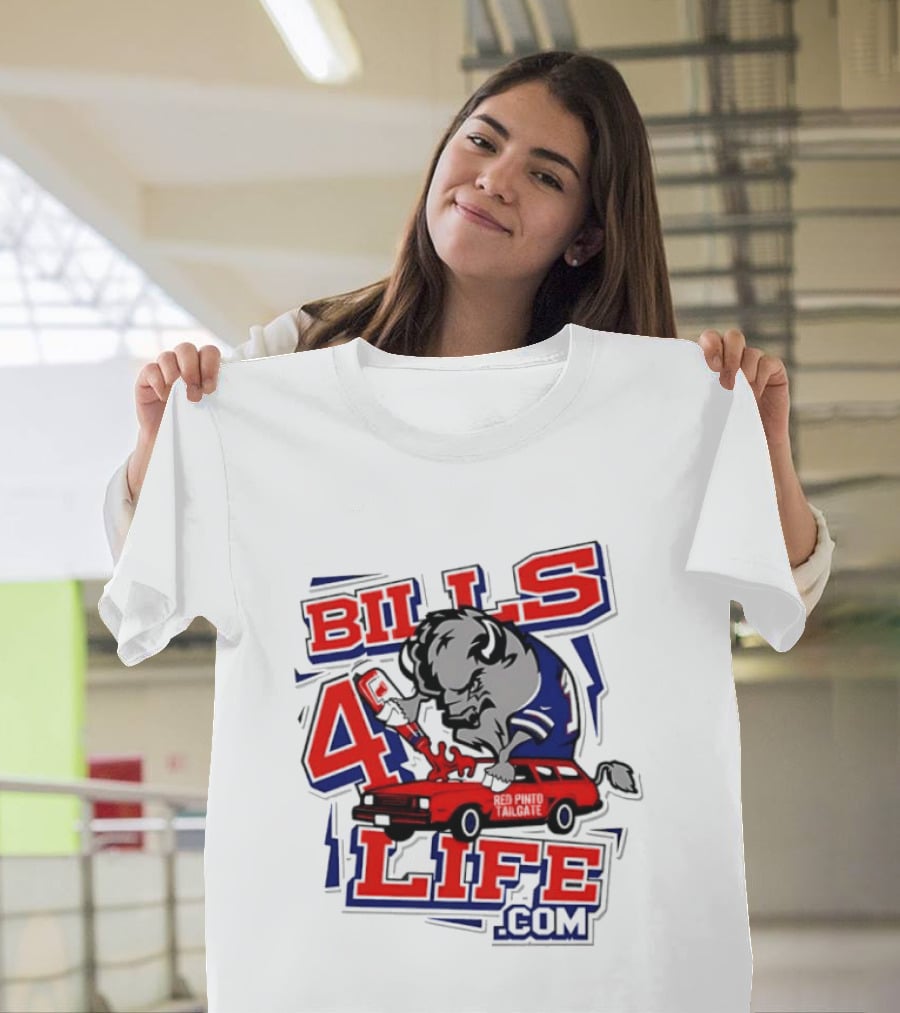 BILLS 4 LIFE COM Buffalo And Jumping Car T-Shirt