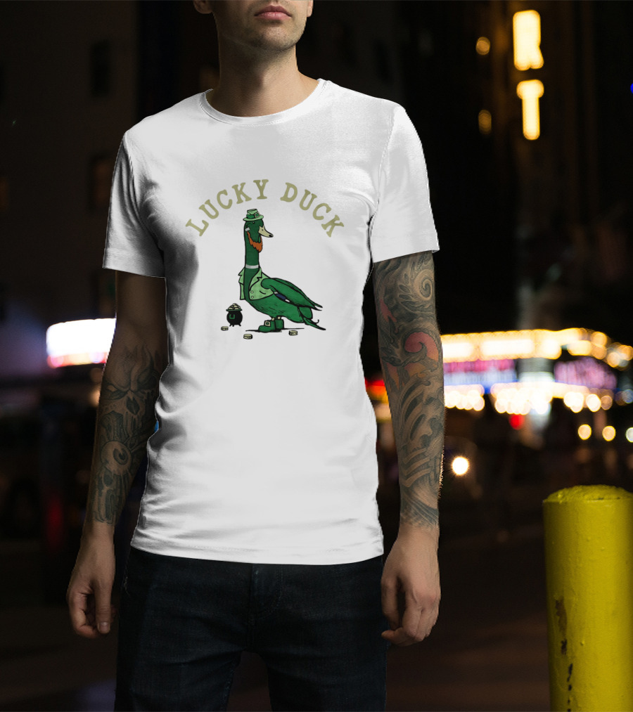 Lucky Duck St Patrick's Day Leprechaun Hat With Irish Coins T-Shirt