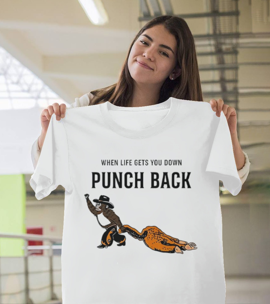 When Life Gets You Down Punch Back Meme Monkey Cowboy T-Shirt