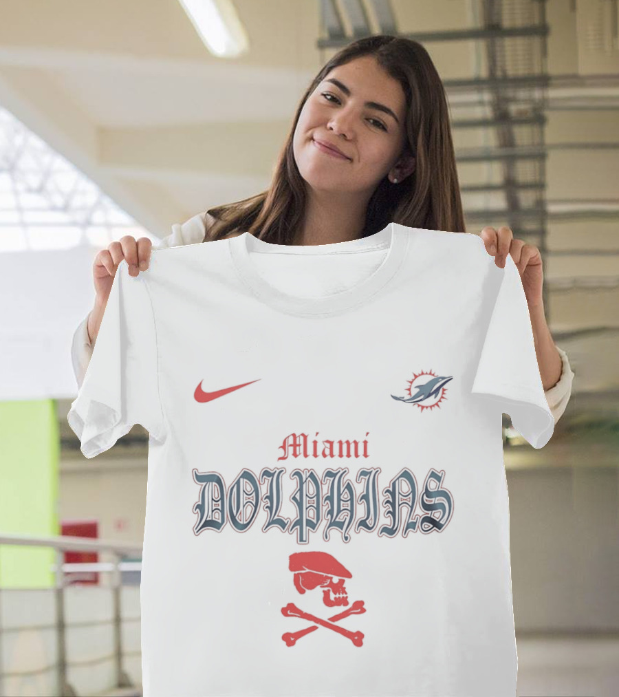 Miami Dolphins Dropkick Murphys Skull Nike NFL Collaboration T-Shirt