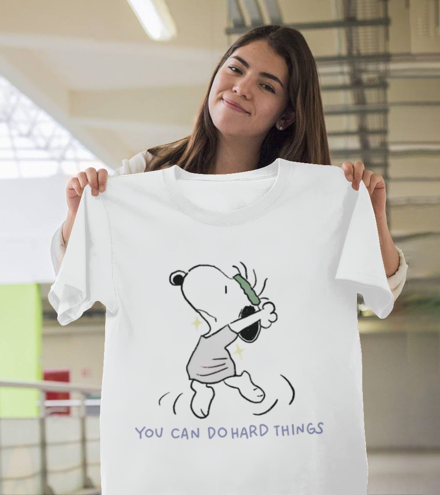 Snoopy You Can Do Hard Things Motivational Peanuts Comic T-Shirt