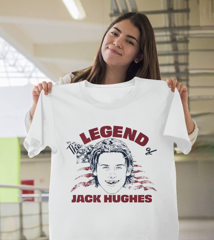 The Legend Of Jack Hughes USA Hockey American Flag T-Shirt