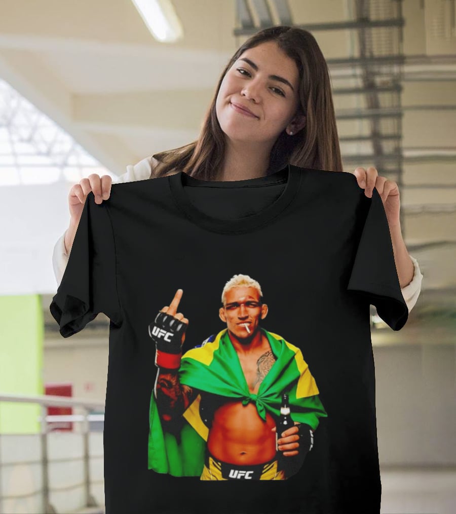Charles Oliveira UFC Middle Finger Brazilian Flag Fighter T-Shirt