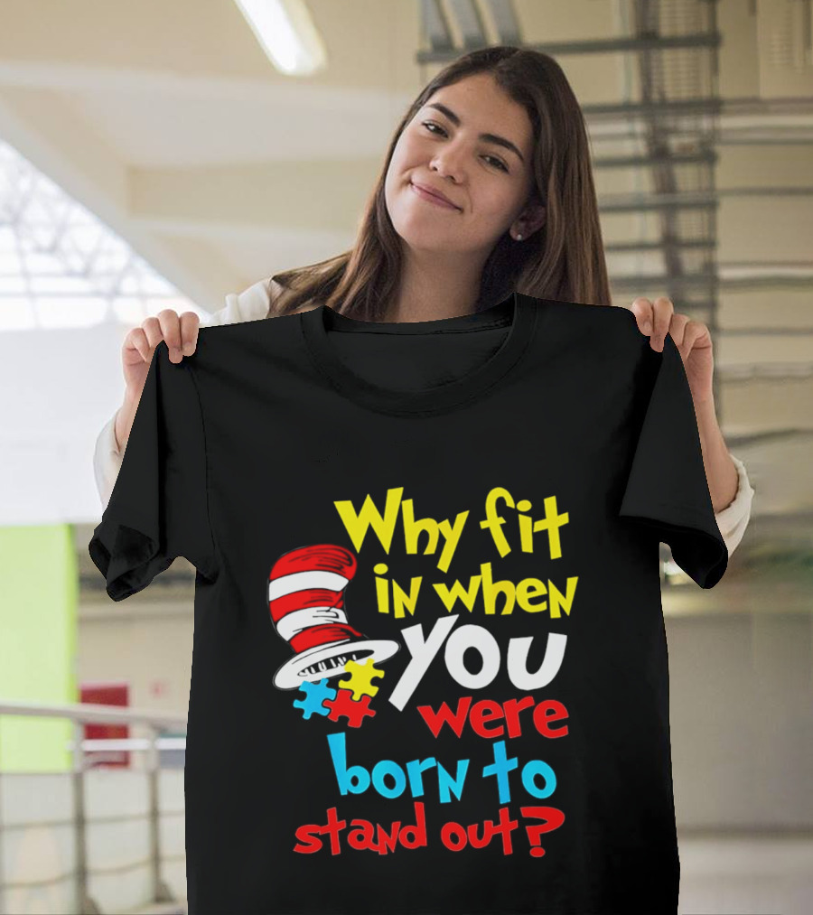 Dr Seuss Why Fit In When You Were Born To Stand Out Puzzle Hat T-Shirt