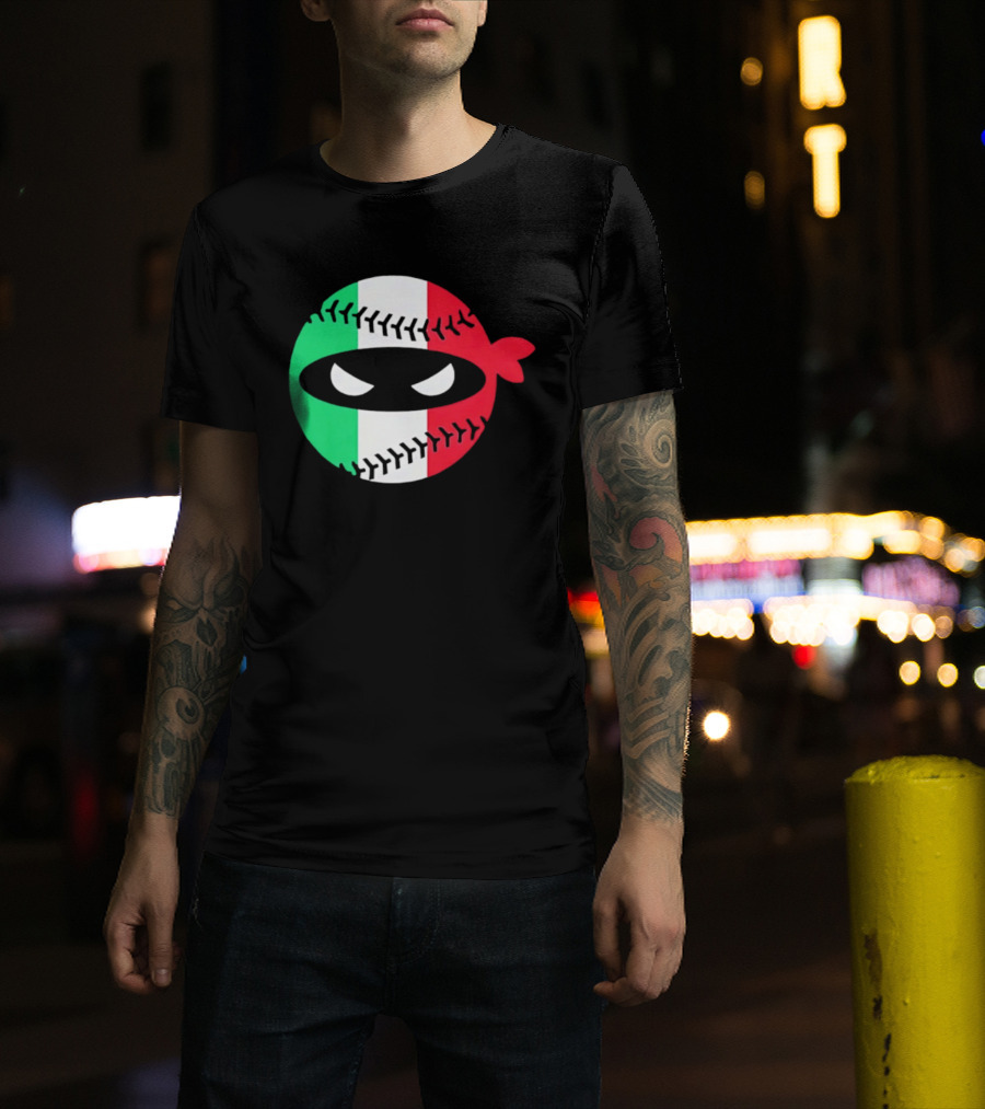 Pitching Ninja Italy Baseball Italian Flag Sports Fan Элита T-Shirt