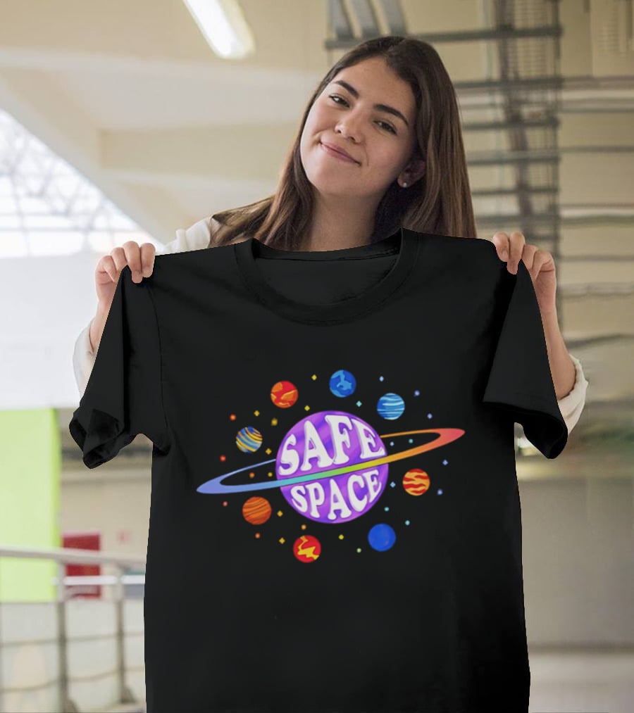 Safe Space Galaxy Colorful Planets Cosmic T-Shirt