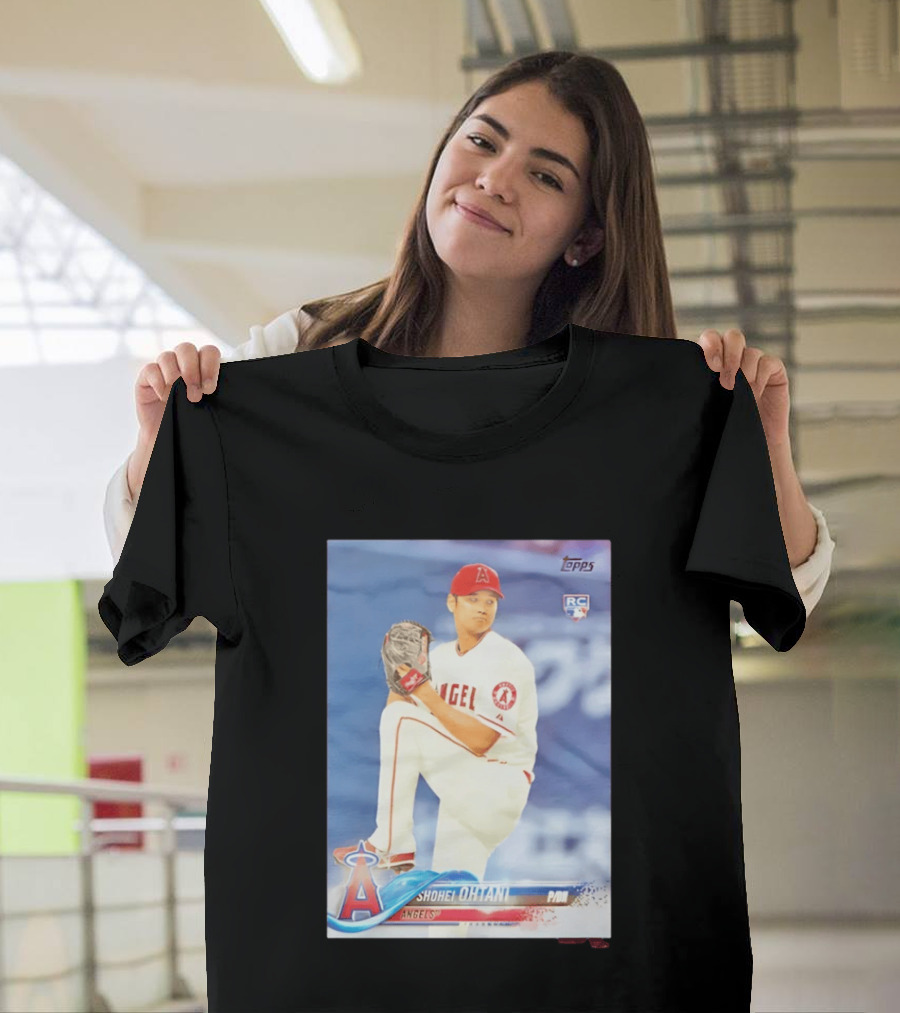 Shohei Ohtani Angels 2018 Topps Baseball Card RC Rookie PDI T-Shirt
