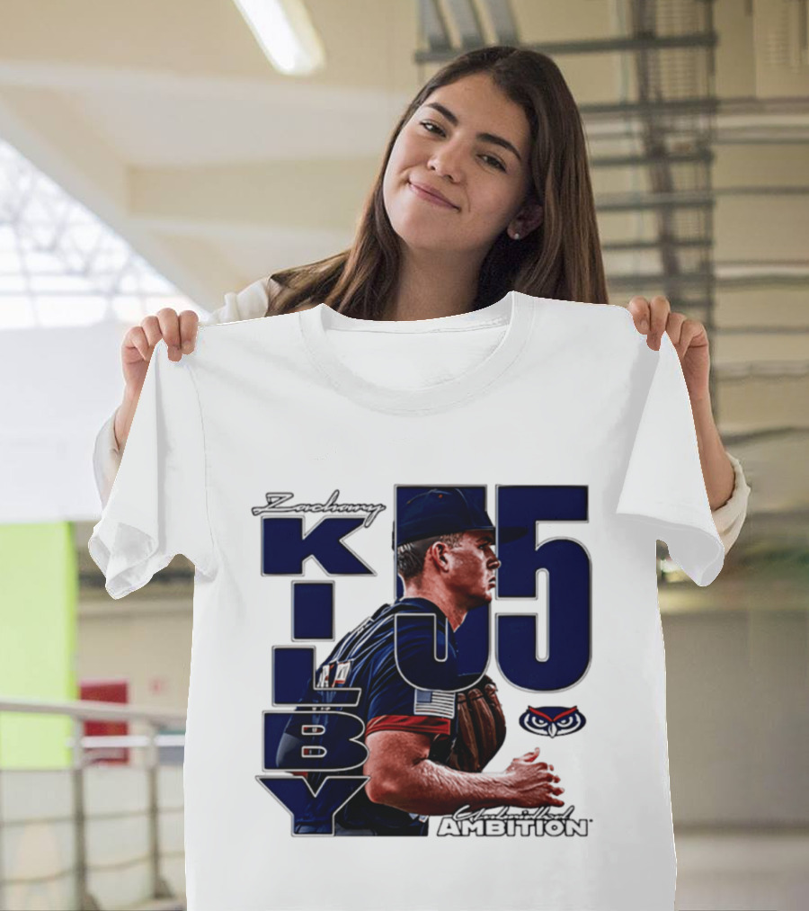 Zach Kilby 55 Baseball Ambition FAU Owls T-Shirt