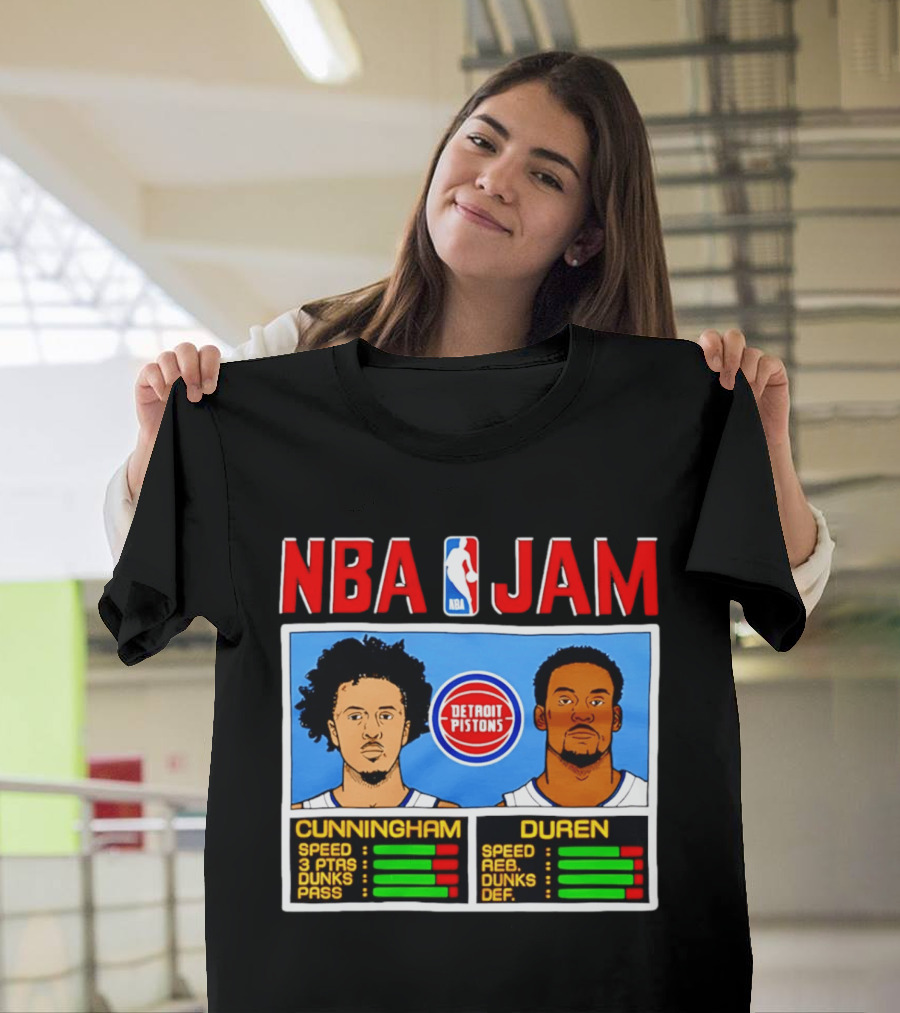 NBA Jam Detroit Pistons Cade Cunningham Jalen Duren Stats T-Shirt