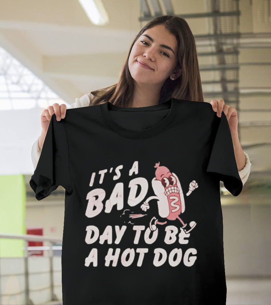 It's A Bad Day To Be A Hot Dog Meme Running Cartoon T-Shirt