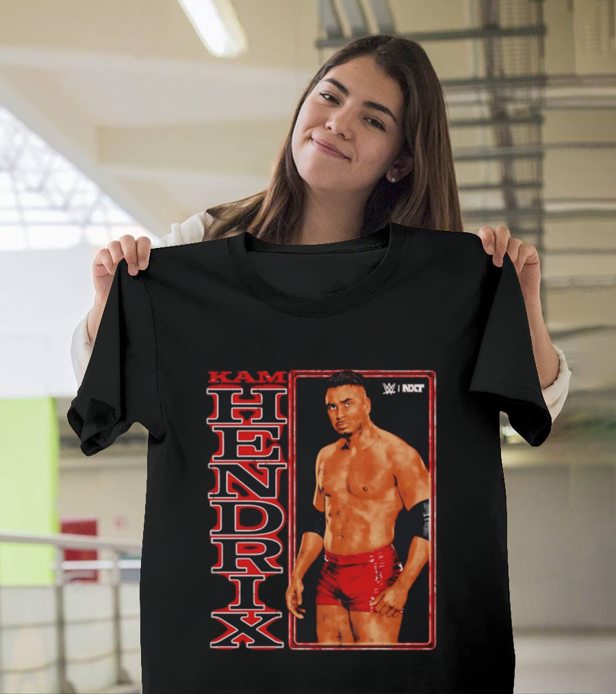 Kam Hendrix WWE NXT Vertical Name Red Trunks T-Shirt