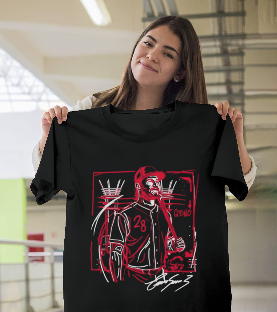 Eugenio Suarez Cincinnati Reds MLB Drip Splatter Sketch Player 28 T-Shirt