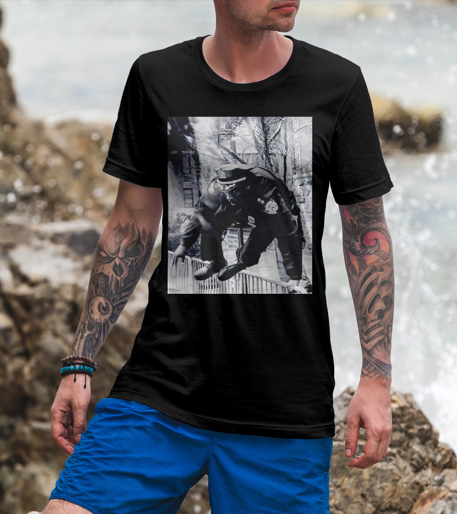 Chief Aaron Edwards American Hero Police Officer Jumping Fence T-Shirt