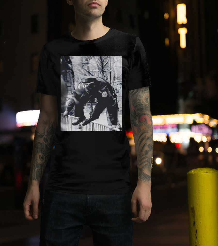 Chief Aaron Edwards American Hero Police Officer Jumping Fence T-Shirt