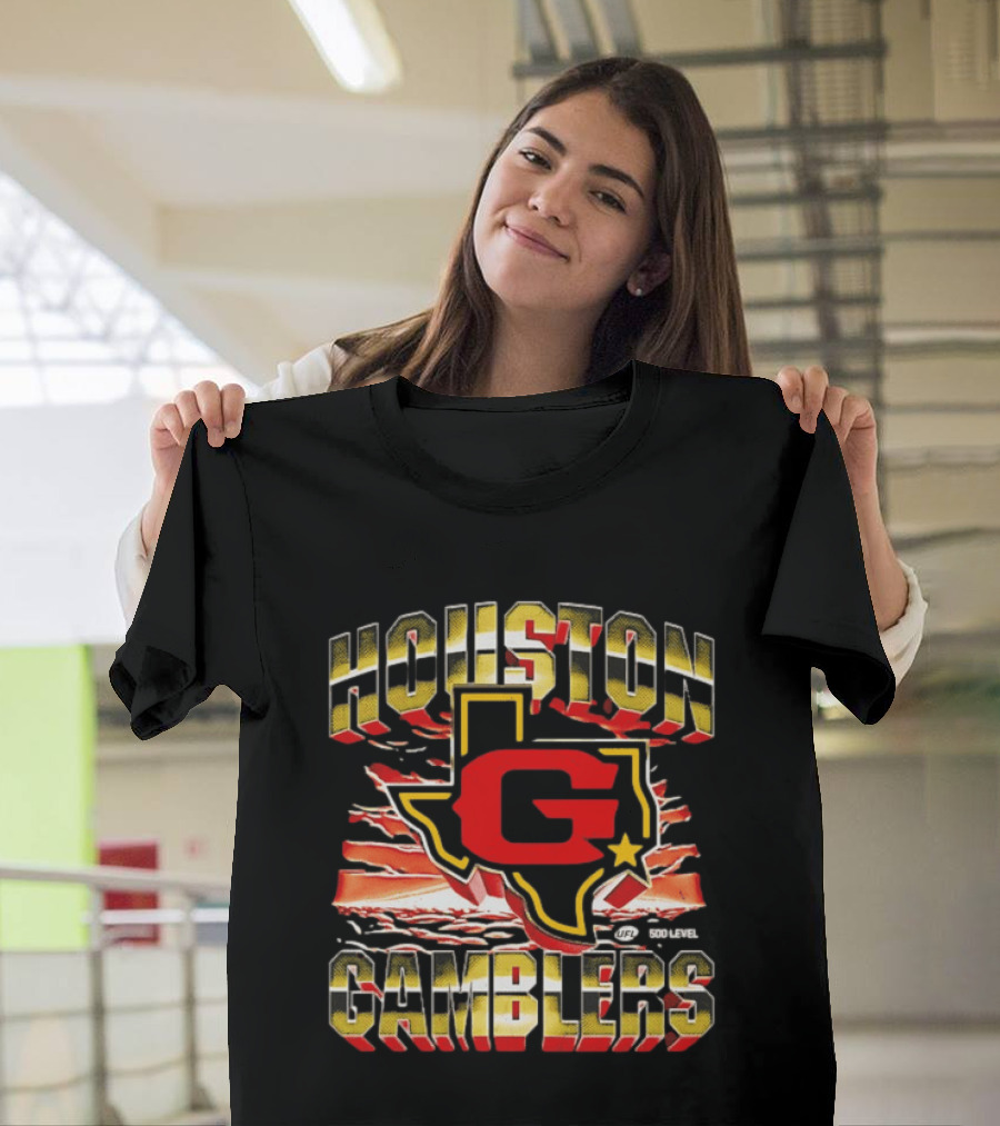 Houston Gamblers UFL Texas Map Star T-Shirt