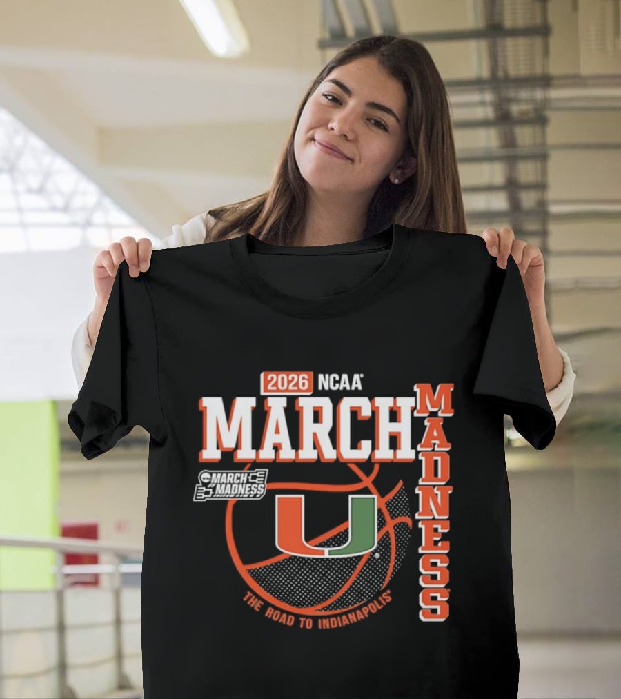 NCAA March Madness 2026 Miami Hurricanes The Road To Indianapolis T-Shirt