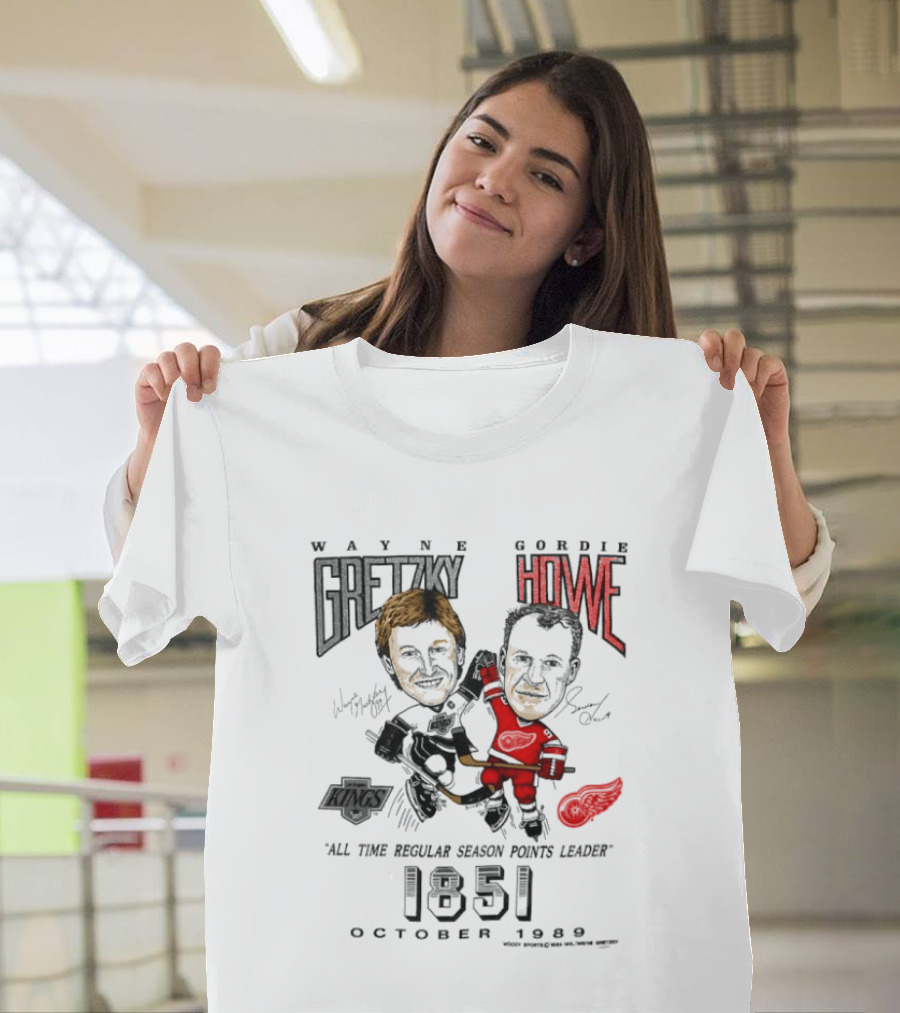 Wayne Gretzky Gordie Howe Regular Season Points Leader October 1989 1851 T-Shirt