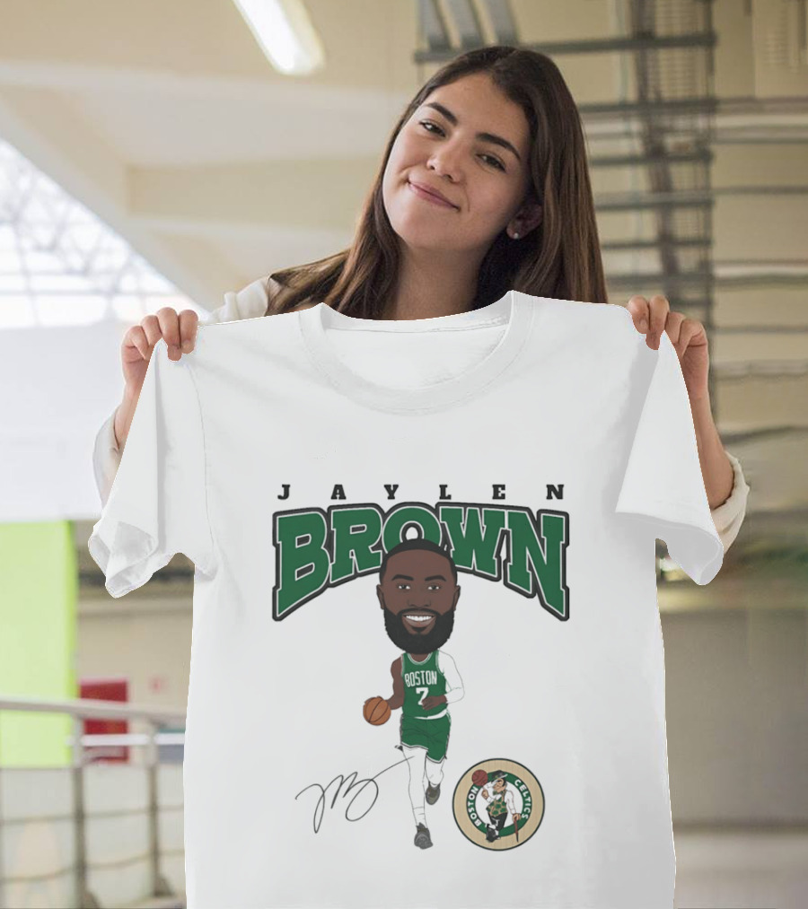 Jaylen Brown Boston Celtics Hardwood Comic Celtics Player Caricature T-Shirt