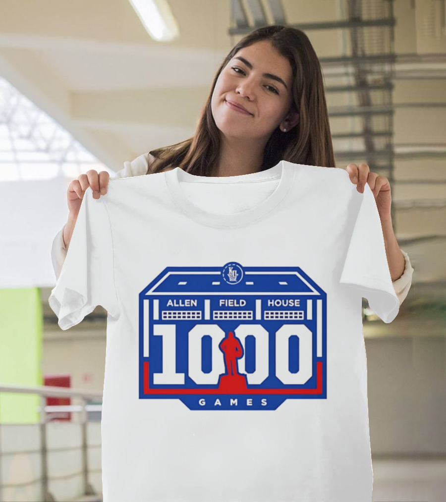Kansas Jayhawks Allen Fieldhouse 1000 Games Celebration T-Shirt