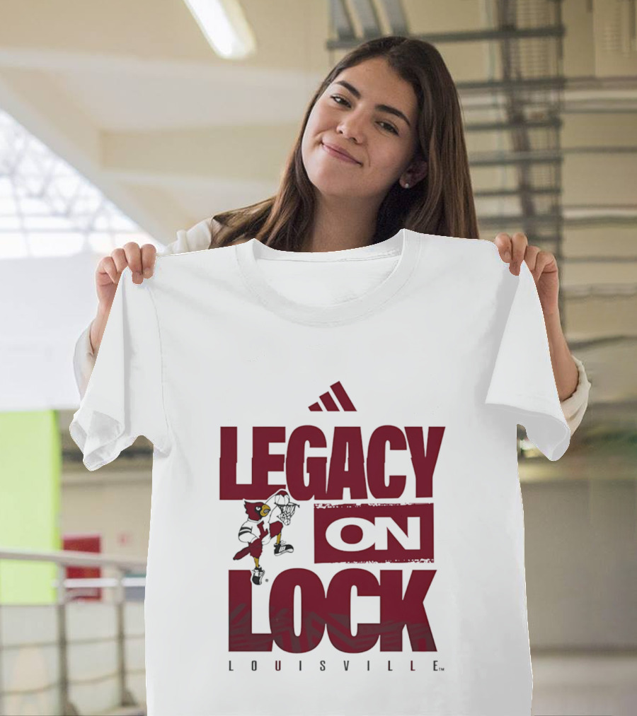 Louisville Cardinals Legacy On Lock Adidas Basketball T-Shirt