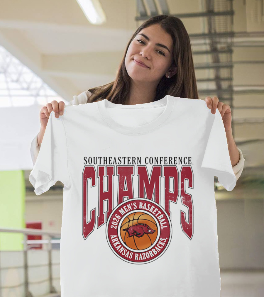 2026 Arkansas Razorbacks Men's Basketball Southeastern Conference Champs T-Shirt