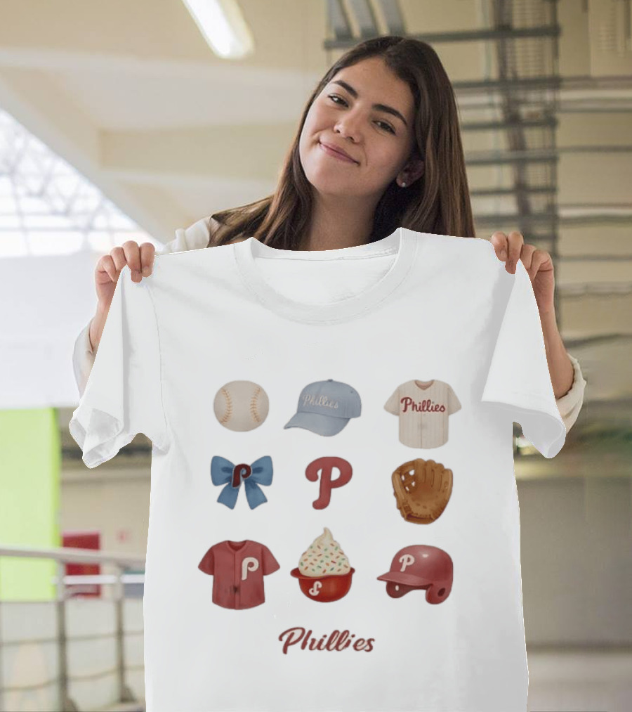 Phillies Coquette Bow Baseball Game Day Cap Jersey Glove Helmet Cupcake T-Shirt