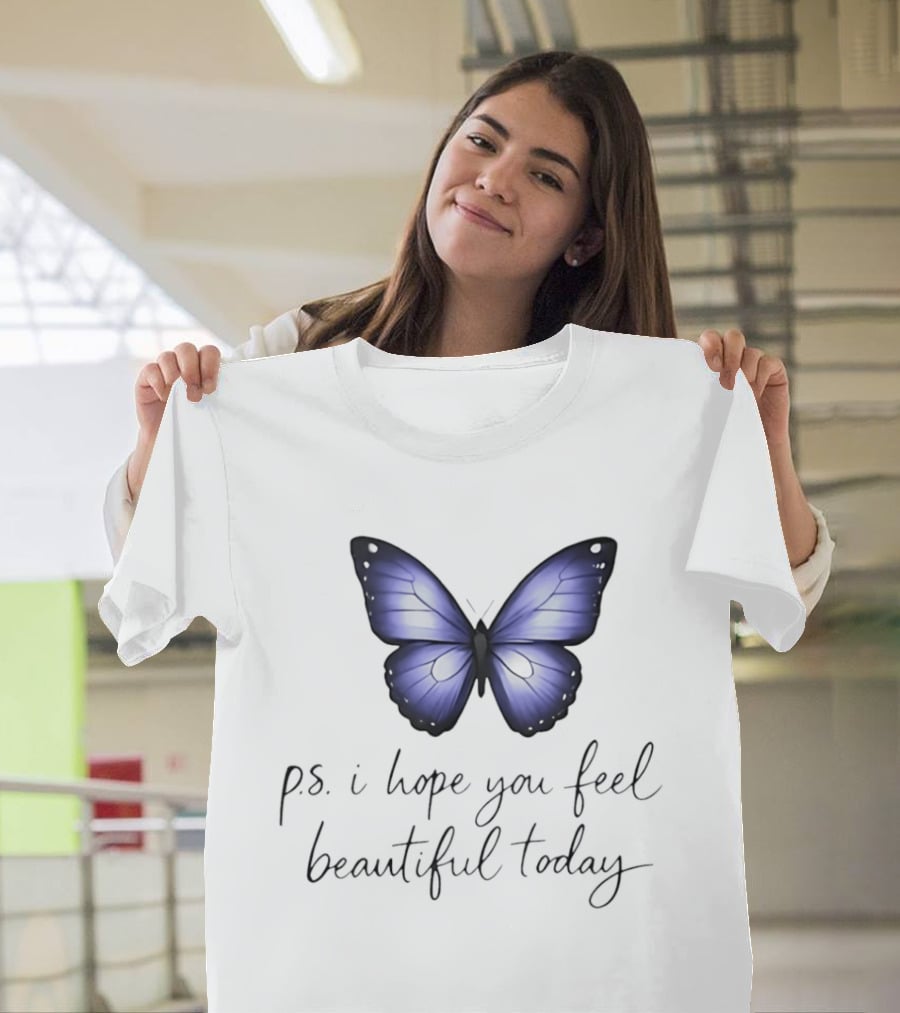 Charlotte Flair P.S. I Hope You Feel Beautiful Today Blue Butterfly T-Shirt