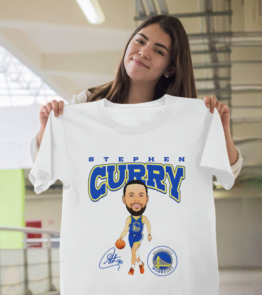 Stephen Curry Golden State Warriors Hardwood Comic Player Signature T-Shirt
