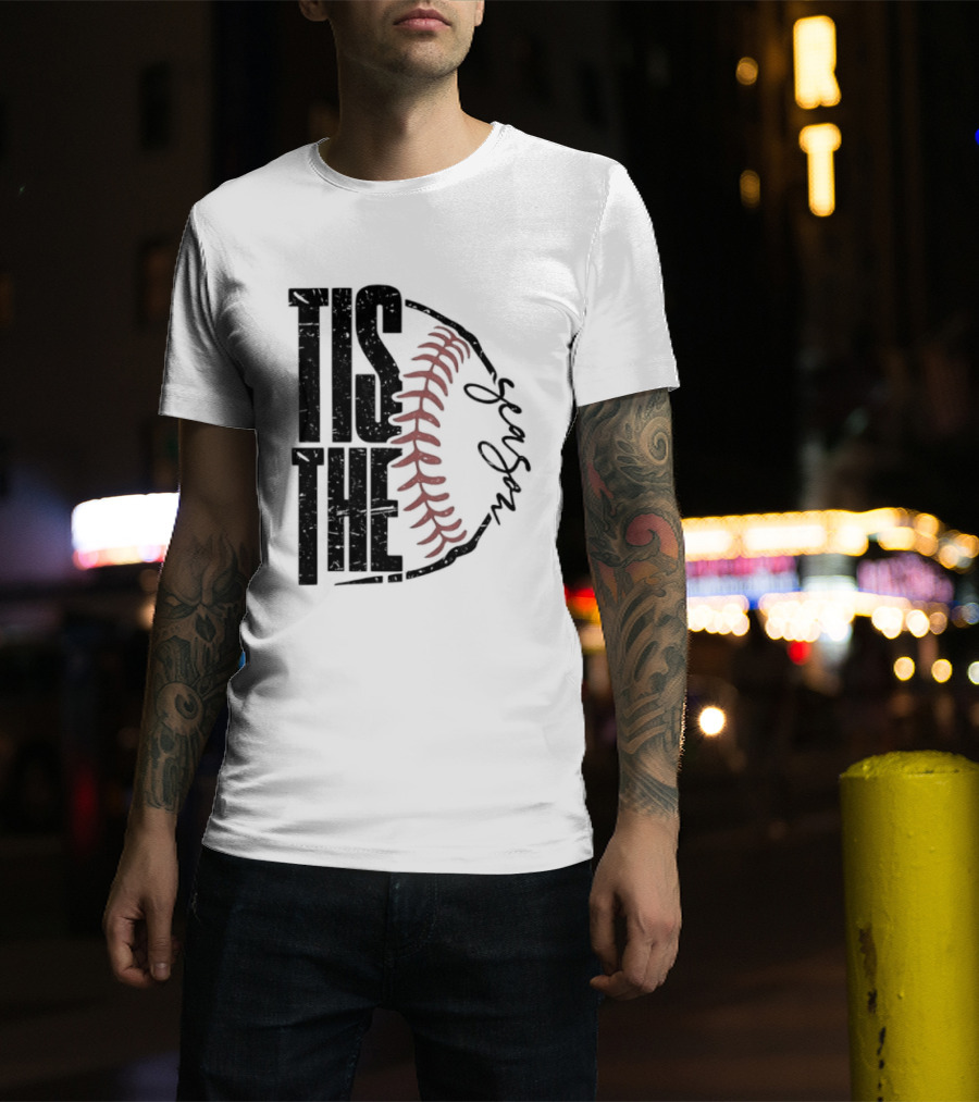 Tis The Season Baseball Stitch Spiral T-Shirt